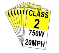 8 Pack Electric Bicycle Frame Identification Class Number Stickers Decals 2X 3.5 Inch - E-Bike Class Number Sign Mark Weatherproof E-Bike Stickers for Electric Bicycle，750W 20MPH