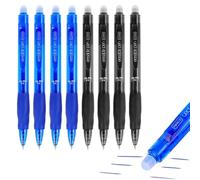 8 Pack Erasable Pens Friction Pen with Eraser, 0.5mm Rub Out Pens Eraser Pen, Erasable Gel Pens with Rubber on the End for Kids Adults Writing Stationary School Office Supplies
