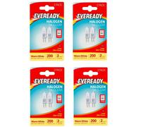 8 Pack Eveready 20W Halogen G4 Capsule Oven Safe 12V Light Bulbs 200Lm 2800K (Warm White)