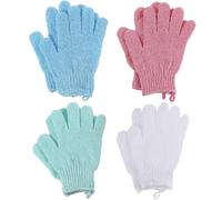 8 Pack Exfoliating Gloves, Body Scrub Mitts for Shower Deep Cleansing & Dead Skin Removal, Spray Tan Prep Exfoliator for Women Men Kids, Elastic Wrist Shower Glove 13.5×18cm (Blue/White/Pink/Green)