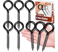 8 Pack Eye Bolt Lag Screw, 5 Inch Stainless Steel Screw Eyes, Black Hooks for Wood, Self Tapping Eyelet Bolts, Securing Cables Wires, Sturdy Hanging Hooks for Indoor & Outdoor