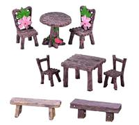 8 Pack Fairy Garden Accessories, Miniature Furniture Set, Fairy Garden Kit Ornaments, Miniature Table and Chairs for DIY Fairy Garden Decoration, Micro Landscape Décor