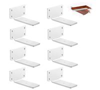 8 Pack Floating Shelf Brackets 12.5cm, Heavy Duty Metal L Shelf Brackets, Metal Scaffold Board Shelf L Braces for Shelves Support Wall Hanging | White