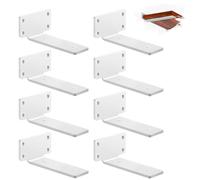 8 Pack Floating Shelf Brackets 15cm, Heavy Duty Metal L Shelf Brackets, Metal Scaffold Board Shelf L Braces for Shelves Support Wall Hanging | White