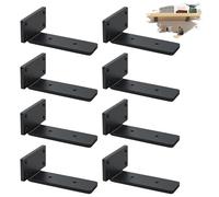 8 Pack Floating Shelf Brackets 15cm, Heavy Duty Metal L Shelf Brackets, Metal Scaffold Board Shelf L Braces for Shelves Support Wall Hanging | Black