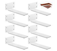 8 Pack Floating Shelf Brackets 20cm, Heavy Duty Metal L Shelf Brackets, Metal Scaffold Board Shelf L Braces for Shelves Support Wall Hanging | White
