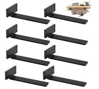 8 Pack Floating Shelf Brackets 25cm, Heavy Duty Metal L Shelf Brackets, Metal Scaffold Board Shelf L Braces for Shelves Support Wall Hanging | Black