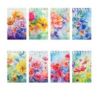 8 Pack Floral Spiral Notebooks,Chinese Ink Painting Wildflowers Small Pocket Memo Notepad Flower Wirebound Notebook Hardcover Journal for Home Office Stationery Supplies Party Favor Classroom Prize