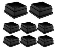 8 Pack Furniture Risers, Sofa Risers Lifts Height 1", Heavy Duty Adjustable Bed Raising Blocks Anti Slip & Stackable Rubber Sofa Leg Riseror Table Desk Couch Chair Cabinet Beds, Black(Square)