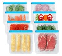 8 Pack Gallon Freezer Bags, Reusable Bags Silicone Bags Food Storage Bags, Large Bags Gallon, Lunch Home Fridge Kitchen Organization and Storage Meal Prep Freezer Containers