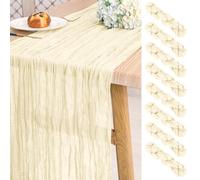 8 Pack Gauze Cheesecloth Table Runner 10ft Long Ivory Rustic Gauze Boho Wedding Table Runners 21.5 x 120 Inch for Wedding,Bridal Shower,Party,Banquet Decoration