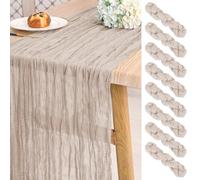 8 Pack Gauze Cheesecloth Table Runner Brown Grey,10ft Long Rustic Gauze Boho Wedding Table Runners 21.5 x 120 Inch for Wedding,Bridal Shower,Party,Banquet Decoration