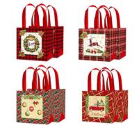 8 Pack Gift Bags With Handles for Christmas,Non-Woven Tote Gift Bags for New Year's Shopping Christmas Surprise Xmas Party Supplies (Red)
