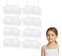 8 Pack Girls Cotton Sports Bras - Soft Breathable Wire-Free Training Crop Tops & First Bras for Kids 8-12 Years - Comfortable Non-Padded Bralettes for Teens Daily Wear, School & Sports (White)