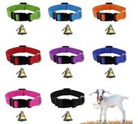 8 Pack Goat Collar with Bell, Sheep Collars with Bell, Grazing Copper Bells and Adjustable Nylon Collar Set for Small Farm Animal Sheep Cow Pet Goat Accessories