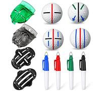 8 Pack Golf Ball Marker Tool, Golf Ball Line Marker, Golf Ball Alignment Marking Tool Kit, Golf Ball Marking Tools Accessories, 4 Golf Ball Marking Stencils and 4 Color Markers
