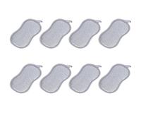 8-Pack Grey Kitchen Sponges for Washing Up, Non-Scratch Microfibre Cleaning Scourers, Reusable Dish Scrubber Pads 15×8×1.5cm, Long-Lasting Double Sided Sponge for Kitchen Bathroom Cutlery