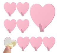 8 Pack Heart Hooks Self Adhesive Heart Wall Hooks for Wall Pink Cute Walls Hook for Hanging Keys Bags Towels Pink Hearts Hangers Hearts Decorative Walls Hook for Bedroom Bathroom Kitchen Women