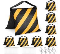 8 Pack Heavy Duty SandBags for photography, Sandbag Weight Bags, Photo Studio Saddlebag Design for Backdrop Stand, Tripod, Canopy, Tent, Umbrella Base, Picnic Table (Black/Yellow)