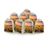 8-pack Hessian Bags Small Hessian Bags Lavender Bag Small Burlap Gift Bags Suitable for Parties And Festivals As Well As Candy Handmade Gift Bags Food Grassland Animals at Dusk Storage Bags