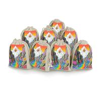 8-pack Hessian Bags Small Hessian Bags Lavender Bag Small Burlap Gift Bags Suitable for Parties And Festivals As Well As Candy Handmade Gift Bags Food Graffiti Snow Mountain Valley Storage Bags