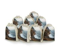 8-pack Hessian Bags Small Hessian Bags Lavender Bag Small Burlap Gift Bags Suitable for Parties And Festivals As Well As Candy Handmade Gift Bags Food Route 1 Coastal Cliffs Storage Bags