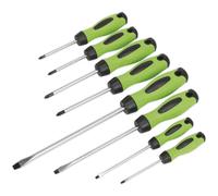 Loops 8 PACK - Hi-Vis Green Screwdriver Set - Slotted Phillips POZI Premium Drivers Loops Green