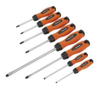 Loops 8 PACK - Hi-Vis Orange Screwdriver Set - Slotted Phillips POZI Premium Drivers Loops Orange