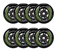 8 Pack Inline Skate Wheels 72mm, 76mm, 80mm - ABEC9 Bearing - 85A Durometer PU - Compatible with Rollerblade, Roller Derby, K2 Skate (Black, 76MM)