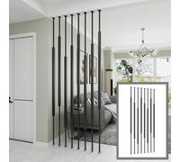 8 Pack Iron Privacy Room Divider - Floor to Ceiling Black Partition for Offices, Restaurants, Homes, Hotels & Cafes - Easy Install 2.2ft Separator Columns for Enhanced Privacy