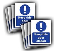 8 Pack - Keep This Door Closed Sticker Signs - Waterproof Vinyl Labels - 90mm × 110mm