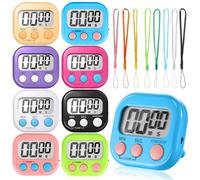 8 Pack Kitchen Timer Digital, Magnetic Back Large Screen Countdown Timers with Loud Alarm, Stopwatch Timer for Kids with 8 Straps Count Up/Down for Cooking Classroom Kids Baking Gym Study Teeth