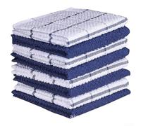 8 Pack Kitchen Towels 30x30cm Absorbent Cotton Cloths for Dish Drying, Bar Towels and Tea Towels Set (Blue)