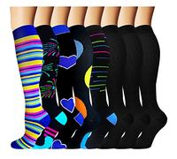 8 Pack Knee High Compression Socks For Men & Women-Best For Running,Athletic,Medical,Pregnancy and Travel -15-20mmHg (06，S/M)