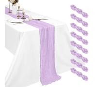 8 Pack Lavender Cheesecloth Table Runner, 17.7 x 108 inch Boho Gauze Table Runner 45x275 cm Rustic Romantic Long Table Runner for Wedding Party Bridal Shower Christmas Decoration