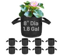 8-Pack Lily Grow Bags for Pond - Durable Nonwoven Fabric Plant Pots with Handles, Aquatic Pond Planter for Aquatic Plants Water Lily, Black, (8''x 8''- 1.8 Gallons)
