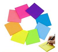8 Pack Lined Sticky Notes, 400 Sheets Colorful Self-Stick Pads with Horizontal Lines, 70g Ruled Notes for Office, School & Home, Bright Repositionable Memo Pads - 50 Sheets/Pad