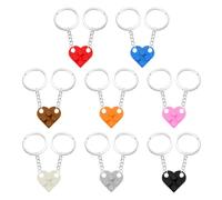 8 Pack Love Heart Keyring Small Brick Heart Keychain Set Multicolor Hung on Keys Backpacks and Wallets Matching Decorations Gifts for Friend Couples Parents Lovers Friendship for Father's Mother's Day