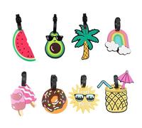 8 Pack Luggage Tags for Suitcases, Waterproof Suitcase Tags with Buckles and Name ID Card, Unique Beach Series, Secure Travel Tags for Luggage (Multicoloured)