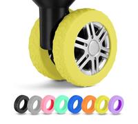 8 Pack Luggage Wheel Covers, Silicone Suitcase Wheel Protectors for Spinner Wheels, Quiet & Wear-Resistant Caster Sleeves, Reduce Noise & Prevent Scratches - Must-Have Travel Accessories, Yellow