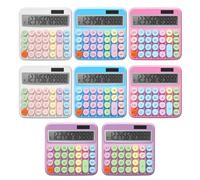 8-Pack Macaron Color Mechanical Calculator with Big Buttons - Solar & Battery Dual Power, 12-Digit Large LCD Display Desktop Calculators for Students, Teachers, Office & School (4 Colors)