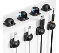 8 Pack Magnetic Cord Organizer, Cable Smooth Adjustable Easy Secure Cable Management, Wire Holder Keeper Organizer, Hide Or Organize Phone USB Charger Cable for Home,Office,Car,Desk,Nightstand - Black