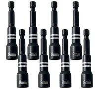 8 Pack Magnetic Nut Driver 8mm Hex Drive Socket, 2.56" Length Power Screw Drill Bits Socket Wrench Tools with 1/4" Quick Change Hex Shank for Power Drills Impact Drivers, Impact Driver Bits