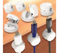 8 Pack Magnetic Rotatable Cable Holder Clips, White Cable Tidy Organiser for Desk, Car, Wall, Kitchen, 24mm x 19mm