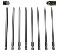 8 Pack Magnetic Torx Security Screwdriver Bits (T8-T40), 1/4 Inch Hex Shank S2 Alloy Steel Long Reach Drill Attachment, Anti-Tamper Star Head for Automotive & Industrial Equipment Repair