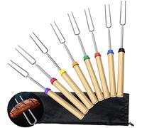 8 Pack Marshmallow Toasting Forks Kit - Extendable Barbecue Forks Stainless Steel Sticks for BBQ and Camping - Retractable Outdoor Campfire Accessories for Roasting Marshmallows and Hot Dogs