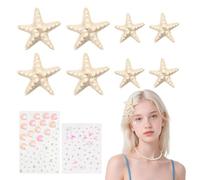 8 Pack Mermaid Hair Clips Set, Starfish Hair Clip and Seashell Hair Accessories with Temporary Tattoos, Beach Wedding Party Hairpins for Women Girls