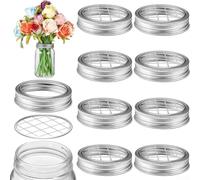 8 Pack Metal Flower Frog Jar Lids with Square Grid Insert for Even Flower Stem Arrangement Rust-Resistant Vase Top for 70mm 86mm Jars Multi-Use(A)