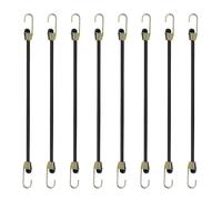 8 Pack Mini Bungee Cords with Hooks, 25cm (9.84inch) Short Elastic Bungee Straps for Luggage, Travel, Camping, Garden & Home Organisation (Black)