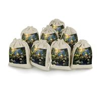 8 Pack Muslin Bags Cotton Drawstring Bag Sachet Bags,Reusable Linen Gift Bags Washable Empty Gift Pouch for Jewelry Party Favors Wrapping Frogs Sing on The Branches DIY Christmas Gifts Candy Bags 4.9x